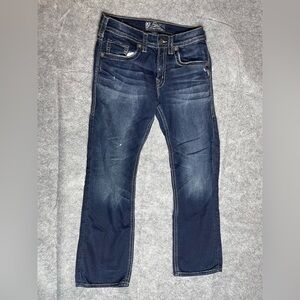 VTG Silver Jeans Mens 30x32 Dark Wash Distressed Denim Straight Fit Jeans